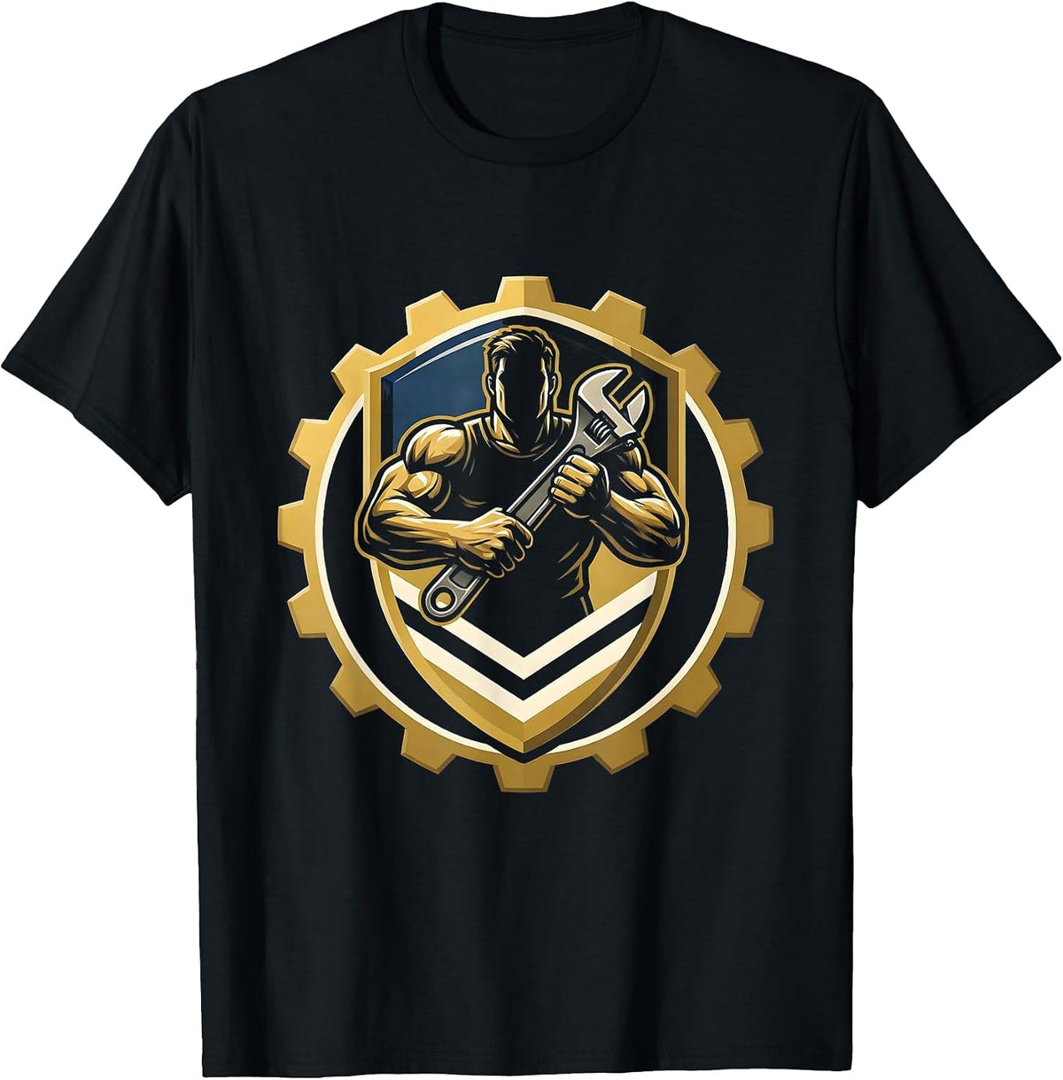 Men's Rugged Mechanic Wrench Graphic Tee T-Shirt - Black