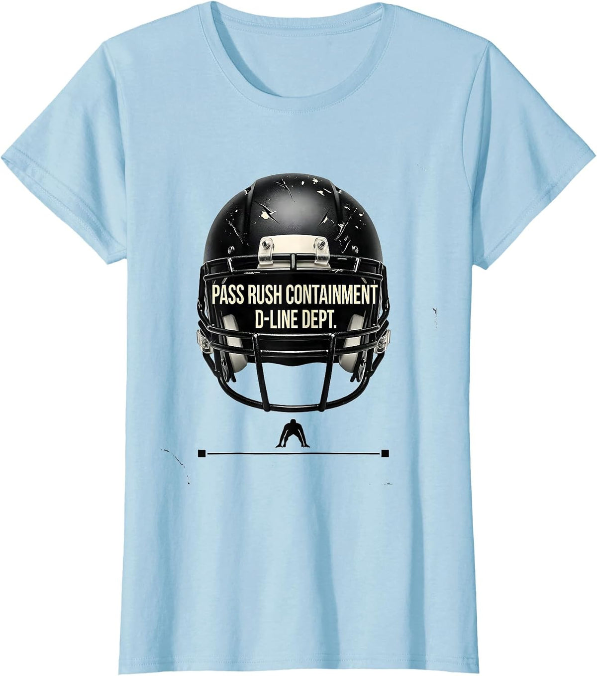 Pass Rush Containment — D-Line Dept. Funny Football Lineman T-Shirt - Baby Blue