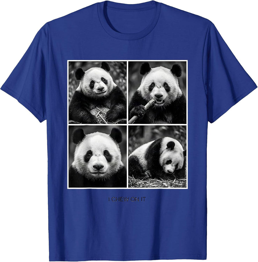 I Chew On It Funny Panda Lover PhotoBooth Humor T-Shirt - Royal Blue