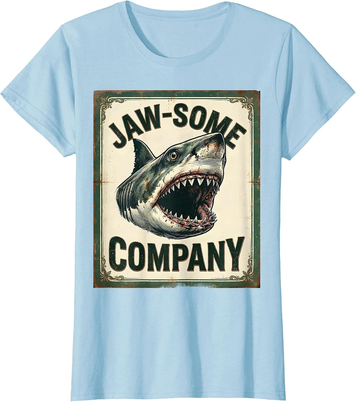 Women's Jaw-Some Company Vintage Shark Jaw Halloween Costume T-Shirt - Baby Blue