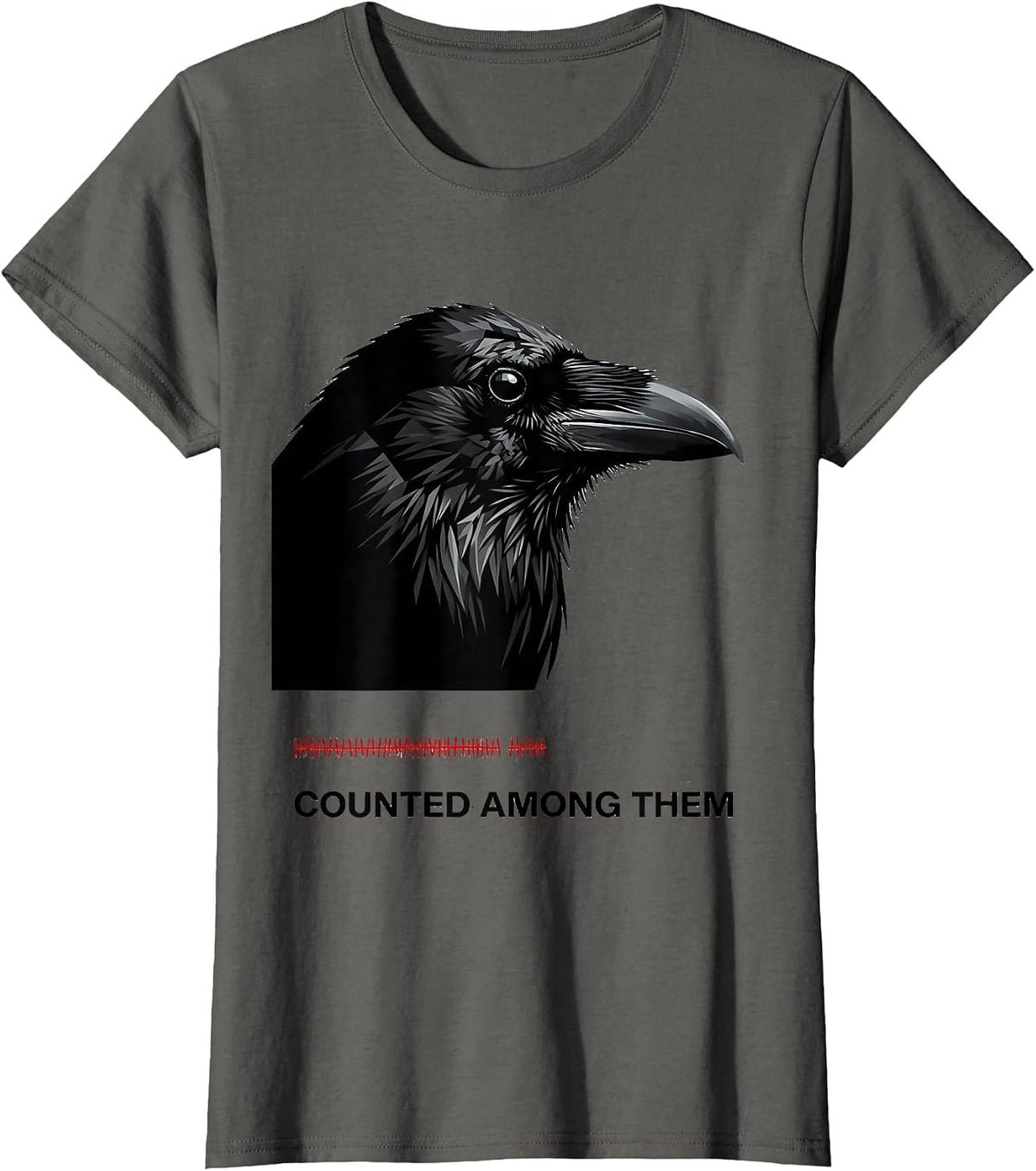 Women's Counted Among Them Crow Silhouette Bird Lover Humor T-Shirt - Asphalt Grey