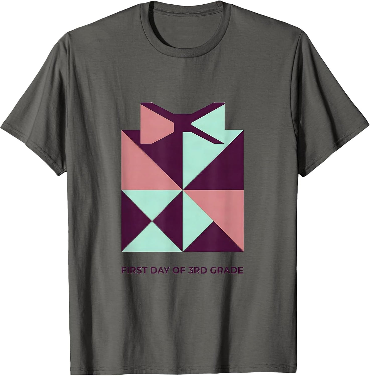 Men's First Day Of 3rd Grade Coquette Bow Back To School Girly T-Shirt - Asphalt Grey