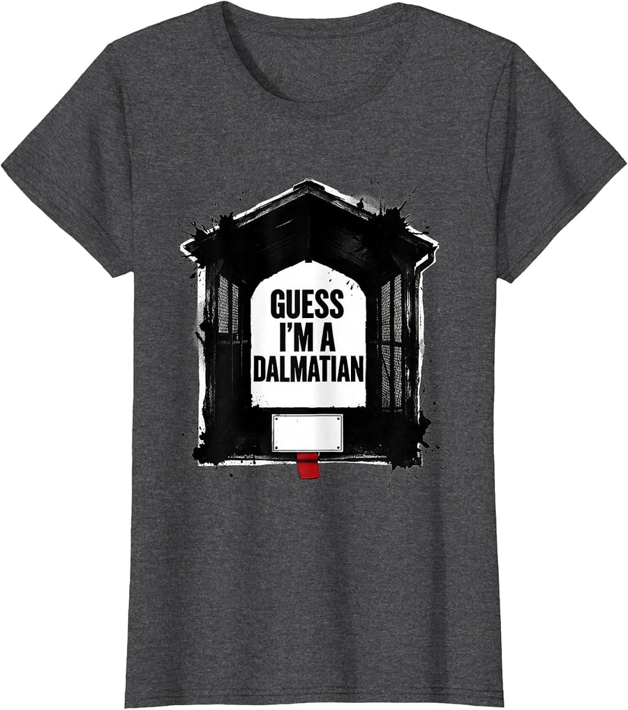 Women's Guess I'm A Dalmatian Funny Lazy Halloween Costume Dog T-Shirt - Dark Heather Grey