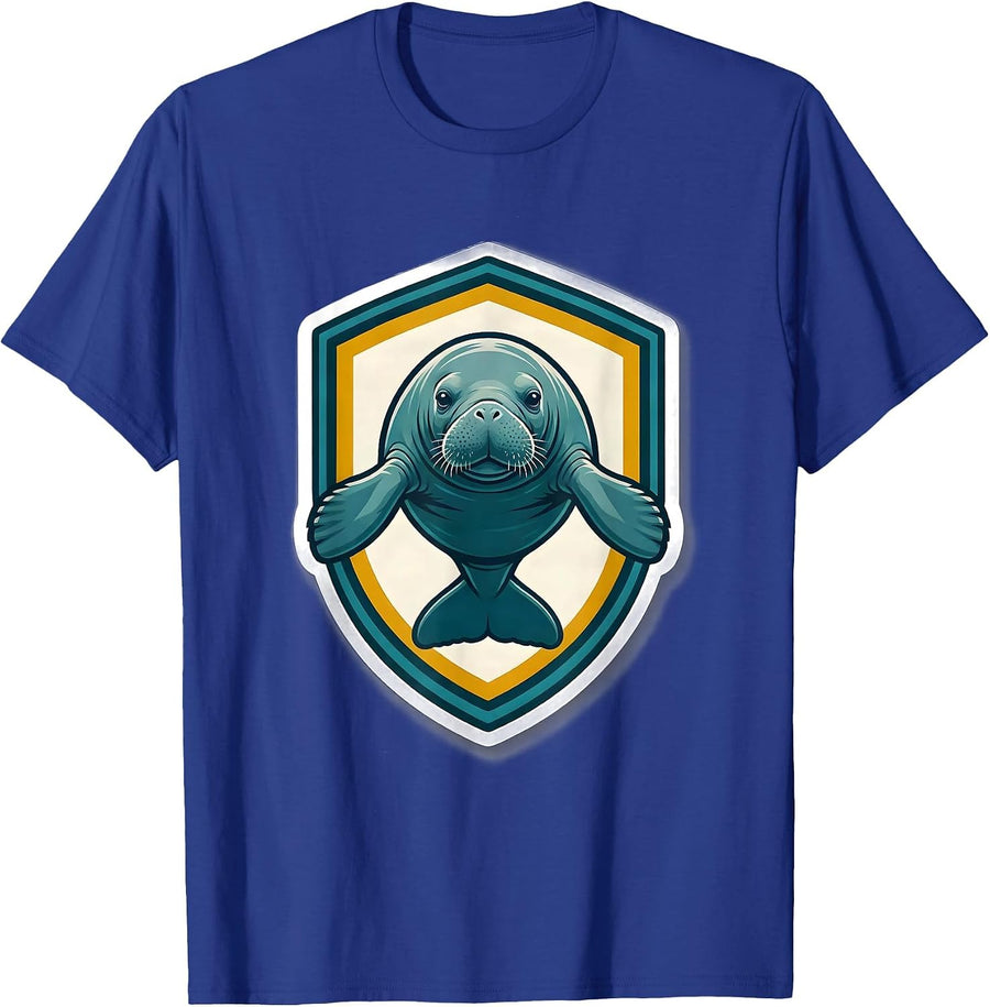 Manatee Guardian Stance Cute Sea Cow Lover Humor T-Shirt - Royal Blue