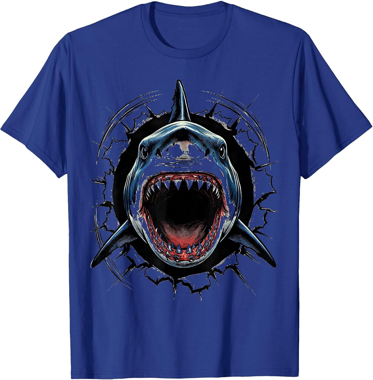 Shark Jaw Comic Book Halloween Costume T-Shirt - Royal Blue