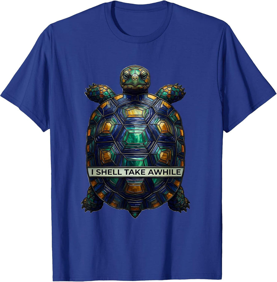 I Shell Take Awhile Funny Tortoise Lover Pet Owner Humor T-Shirt - Royal Blue