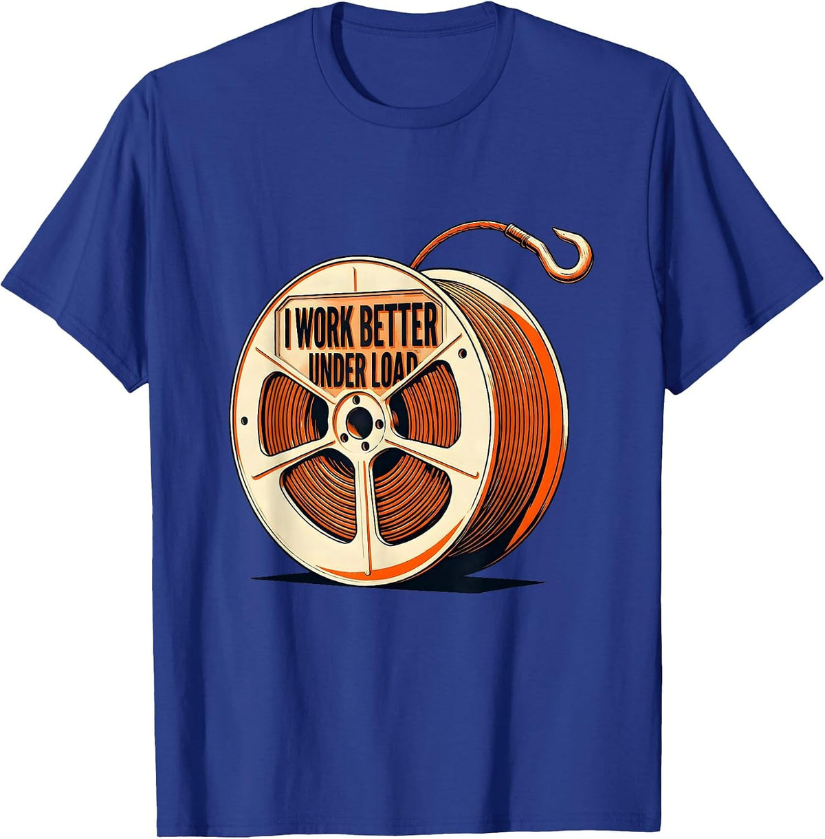 Men's I Work Better Under Load Funny Electrician Lineman Skeleton T-Shirt - Royal Blue