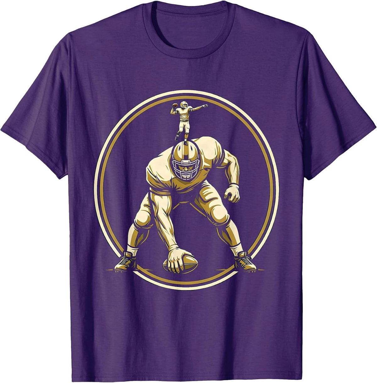 Men's Quarterback On Lineman Funny Football Player Humor T-Shirt - Purple