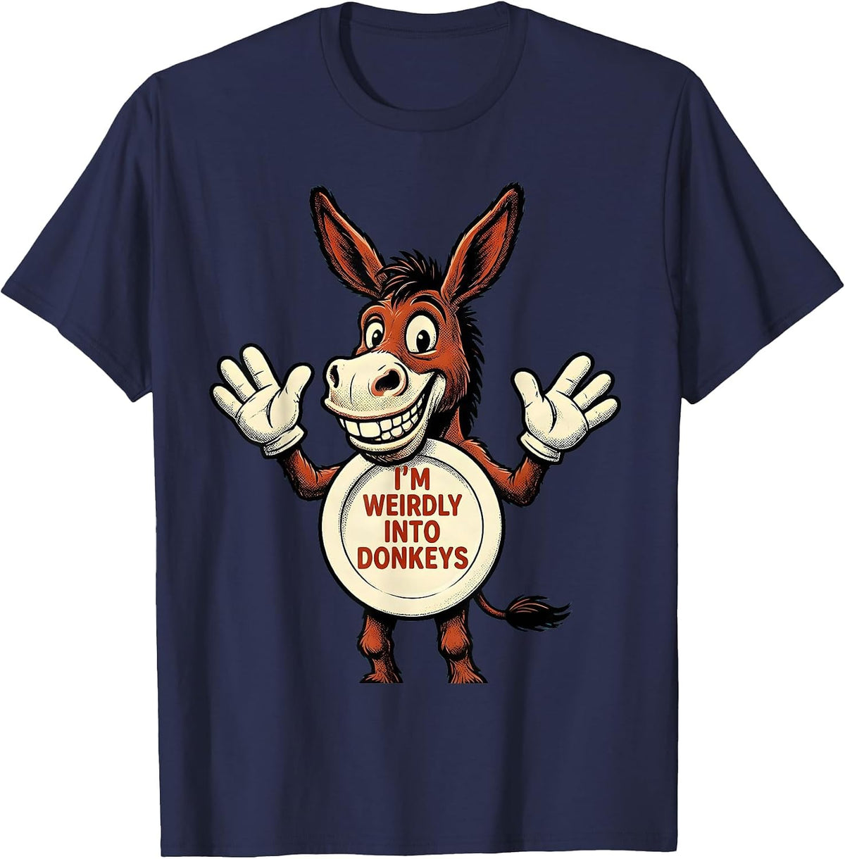 I’m Weirdly Into Donkeys Funny Donkey Lover Retro Cartoon T-Shirt - Navy Blue