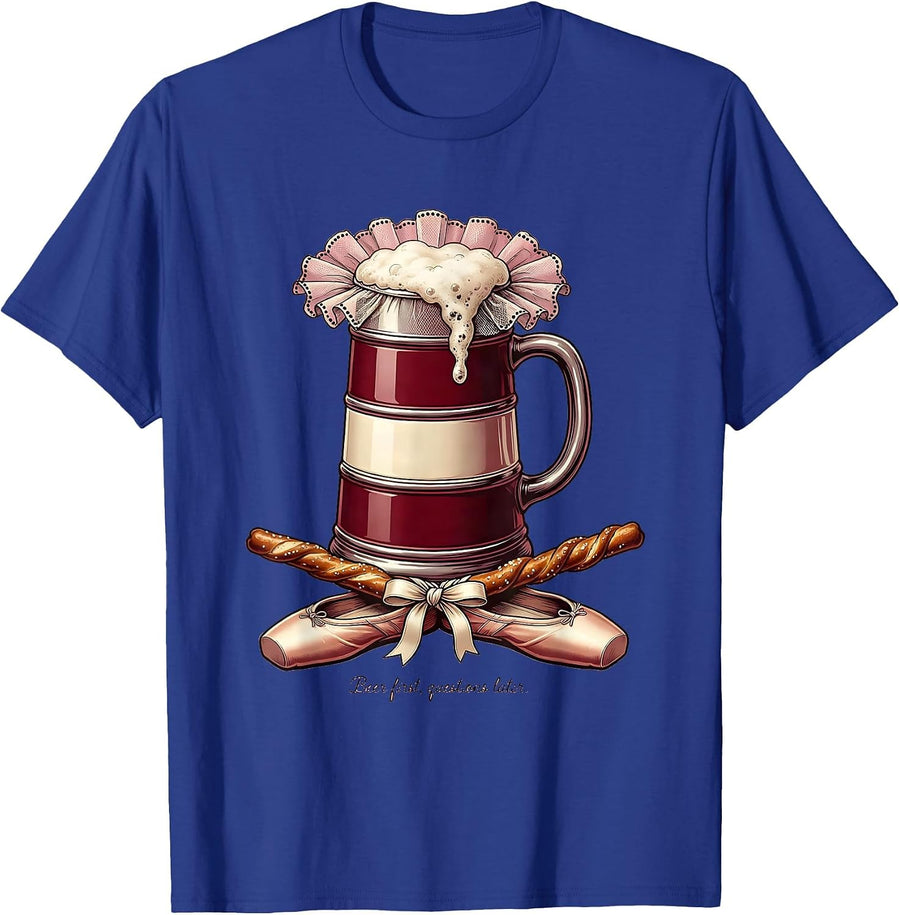 Beer First Questions Later Oktoberfest Design T-Shirt - Royal Blue