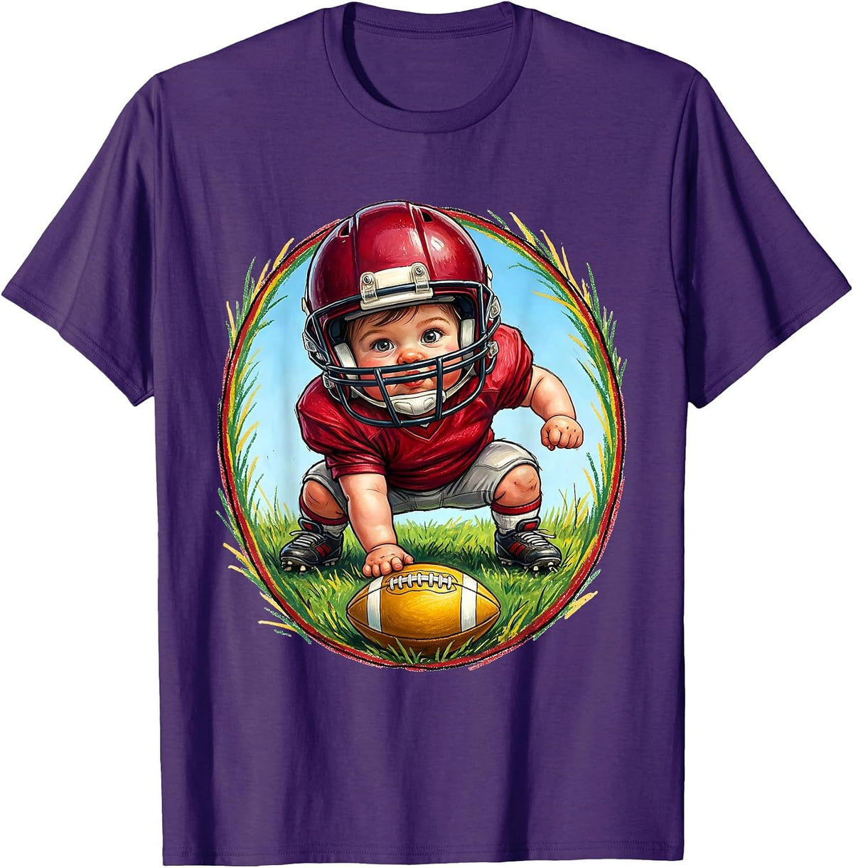 Toddler Football Baby Lineman Three-Point Stance T-Shirt - Purple