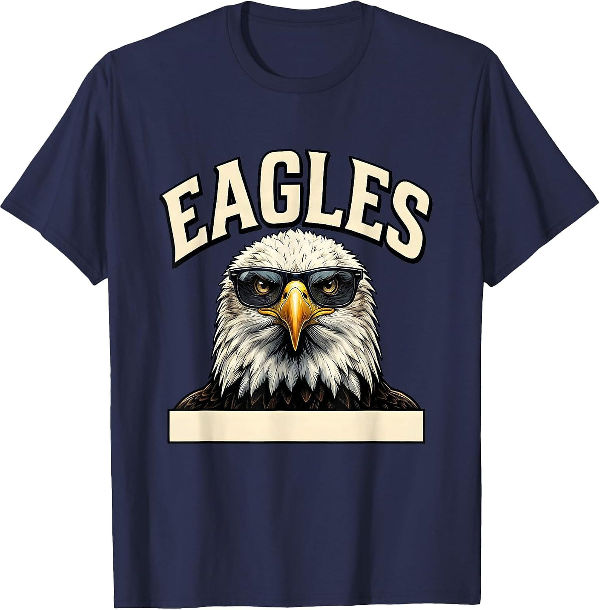 Men's EAGLES Funny Bald Eagle Sunglasses Mascot Humor T-Shirt - Navy Blue