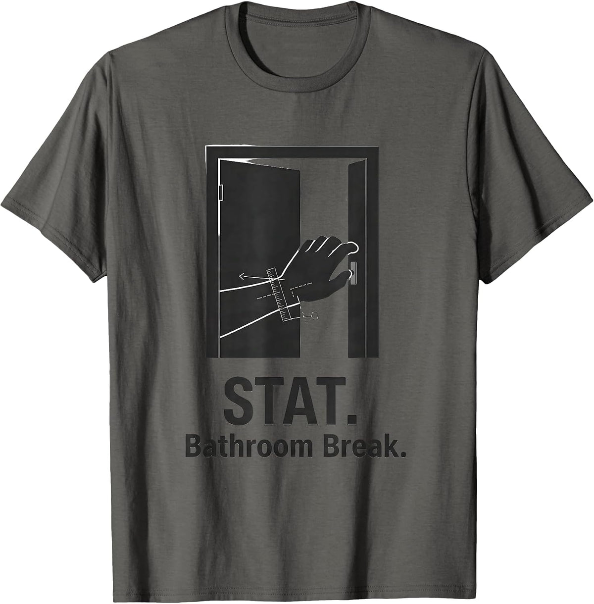 Men's STAT. Bathroom Break Funny Vet Tech Veterinary Technician T-Shirt - Asphalt Grey
