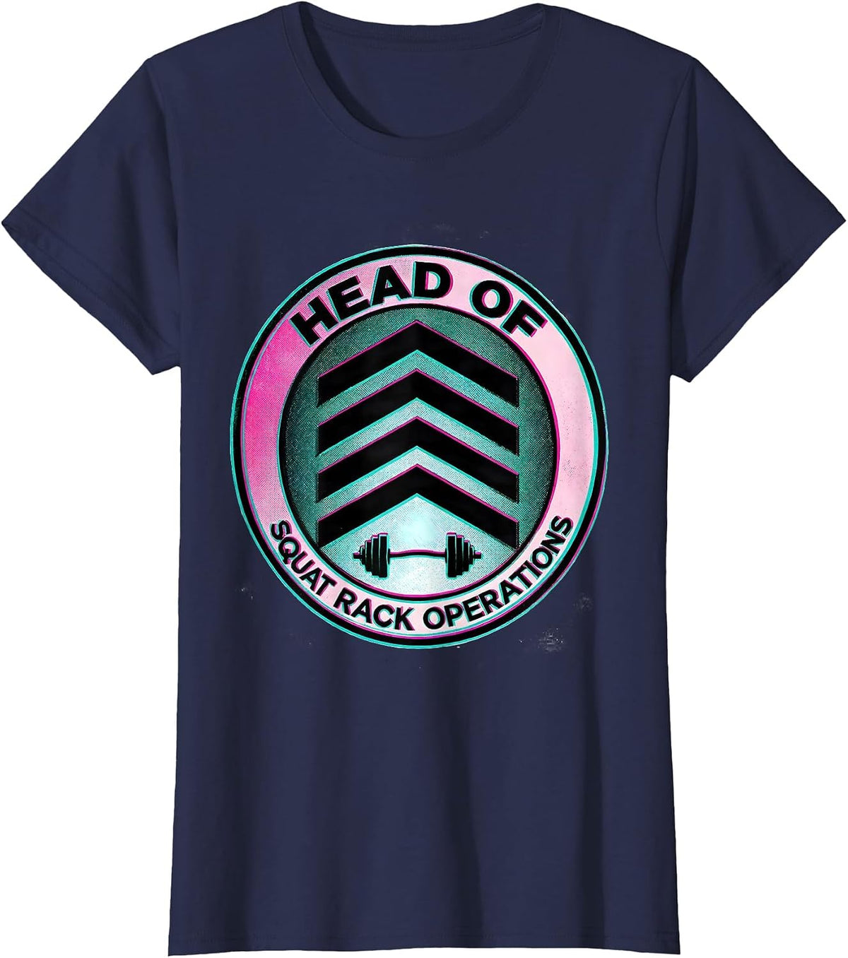 Women's Head Of Squat Rack Operations Funny Gym Humor Women Muscle T-Shirt - Navy Blue