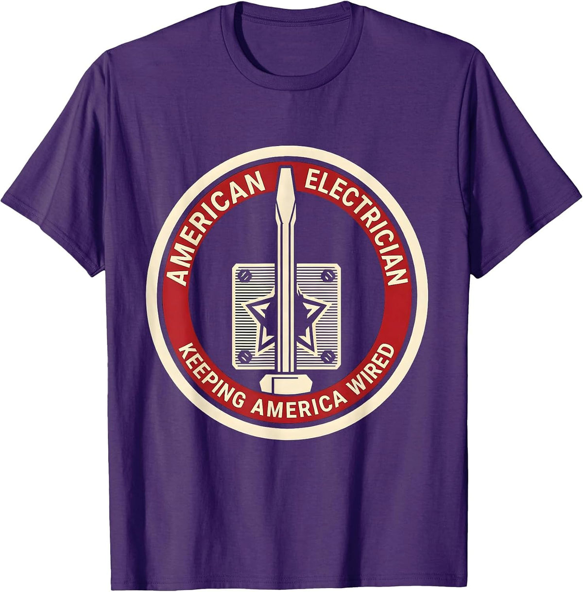 Men's American Electrician, Keeping America Wired Electrician T-Shirt - Purple