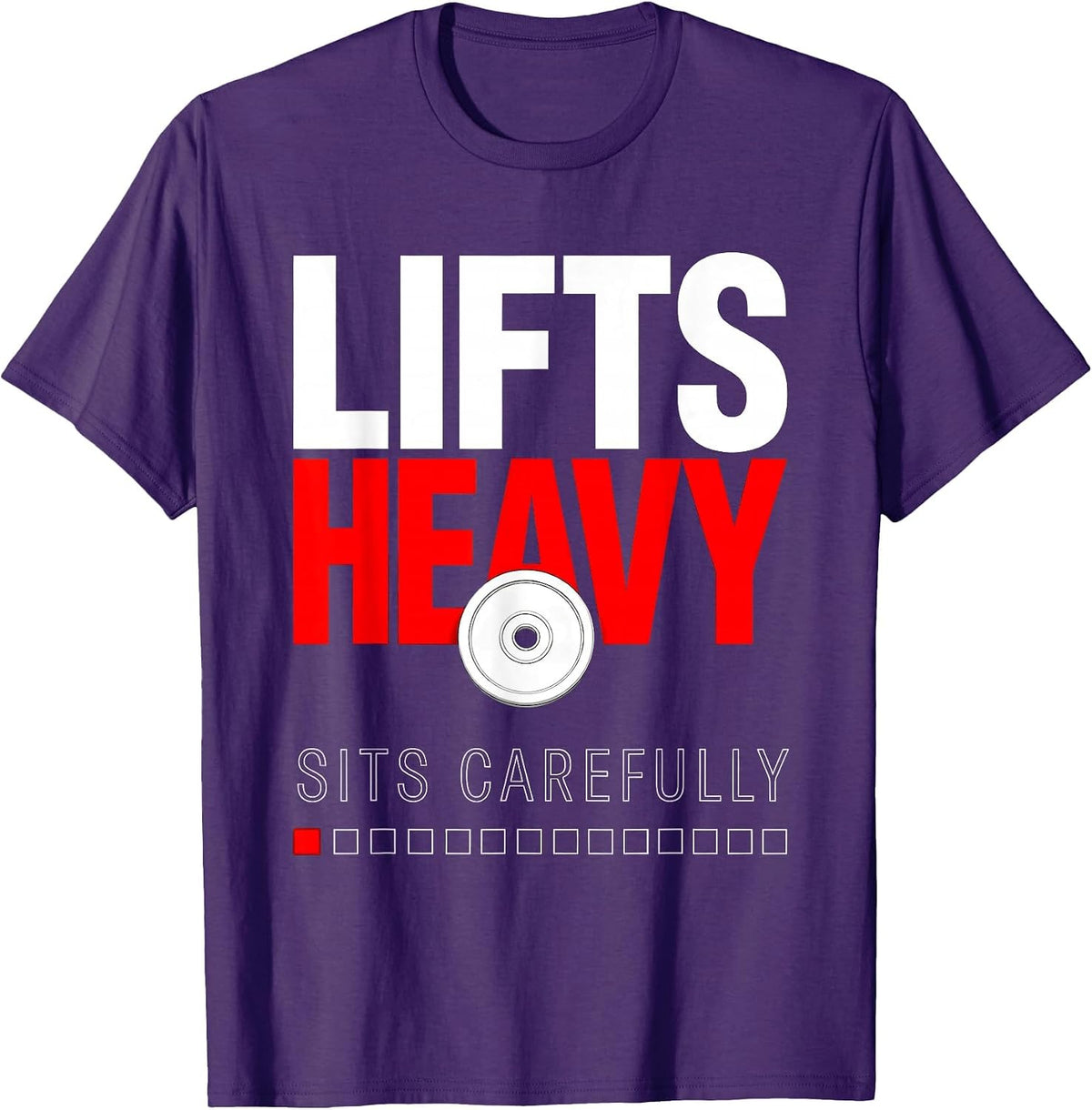 Men's Lifts Heavy Sits Carefully Funny Gym Workout Weightlifting T-Shirt - Purple