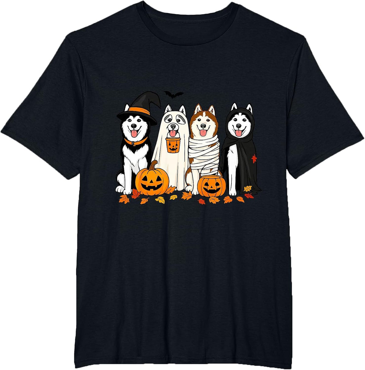 Funny Husky Ghost Dogs Halloween Dog Spooky T-Shirt - Black
