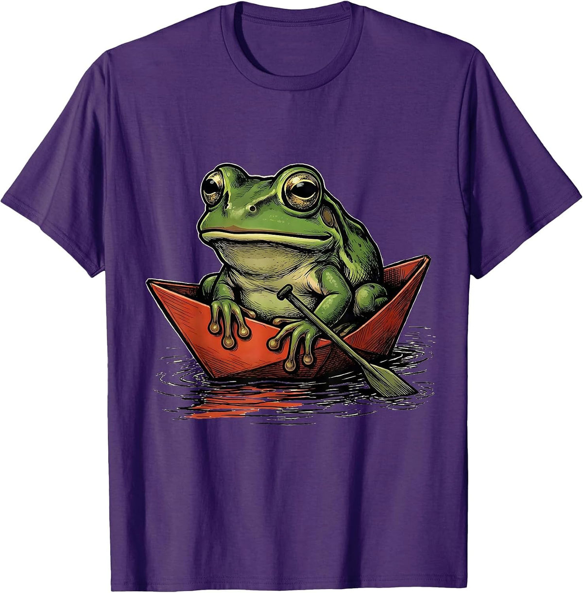 Men's Squat Frog Lounging Cartoon Humor Meme Lover T-Shirt - Purple