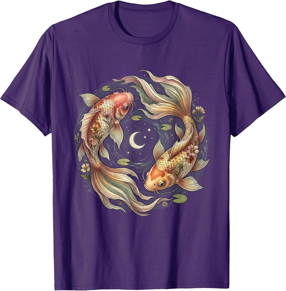 Men's Rainbow Koi Fish Circle LGBT Pride Graphic T-Shirt - Purple