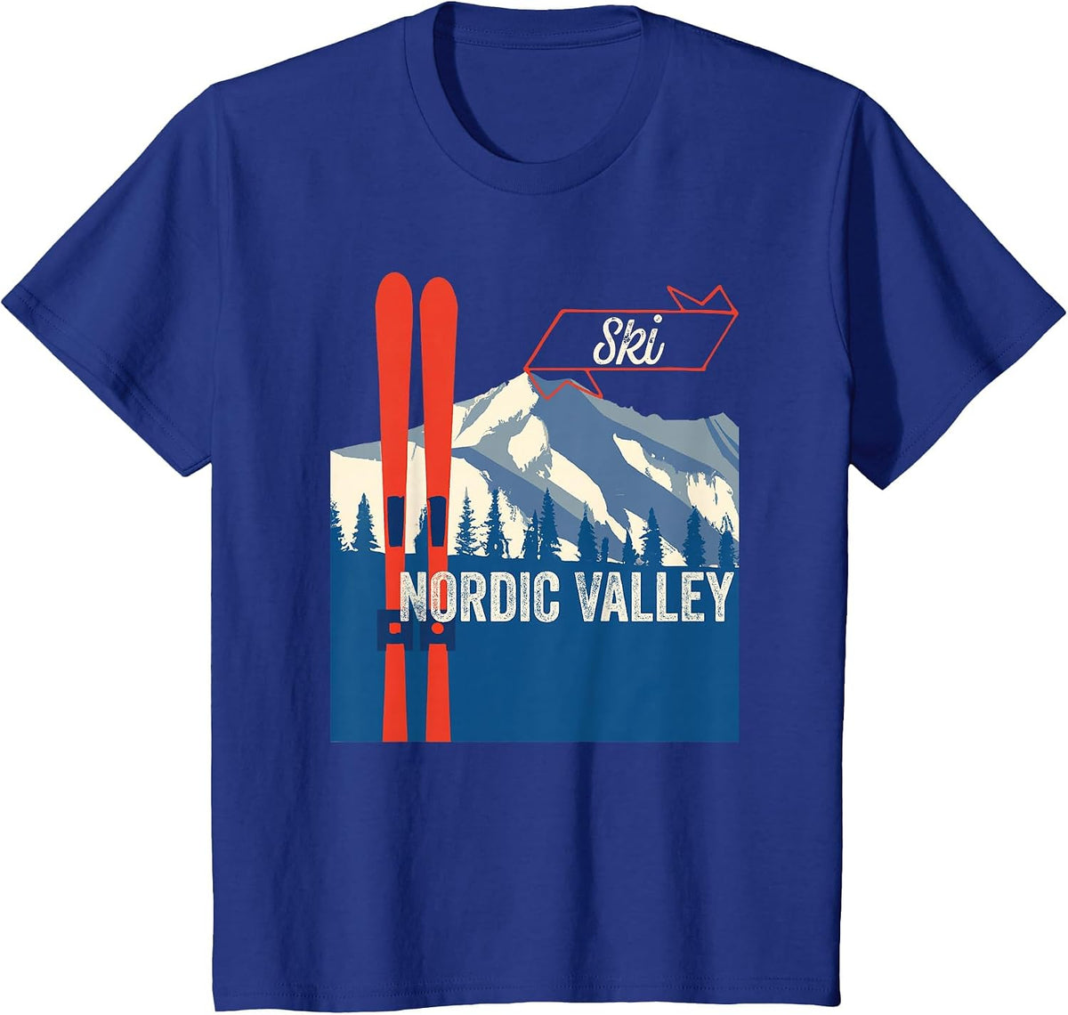 Nordic Valley Ski Gear - Nordic Valley Mountain Skiing T-Shirt - Royal Blue