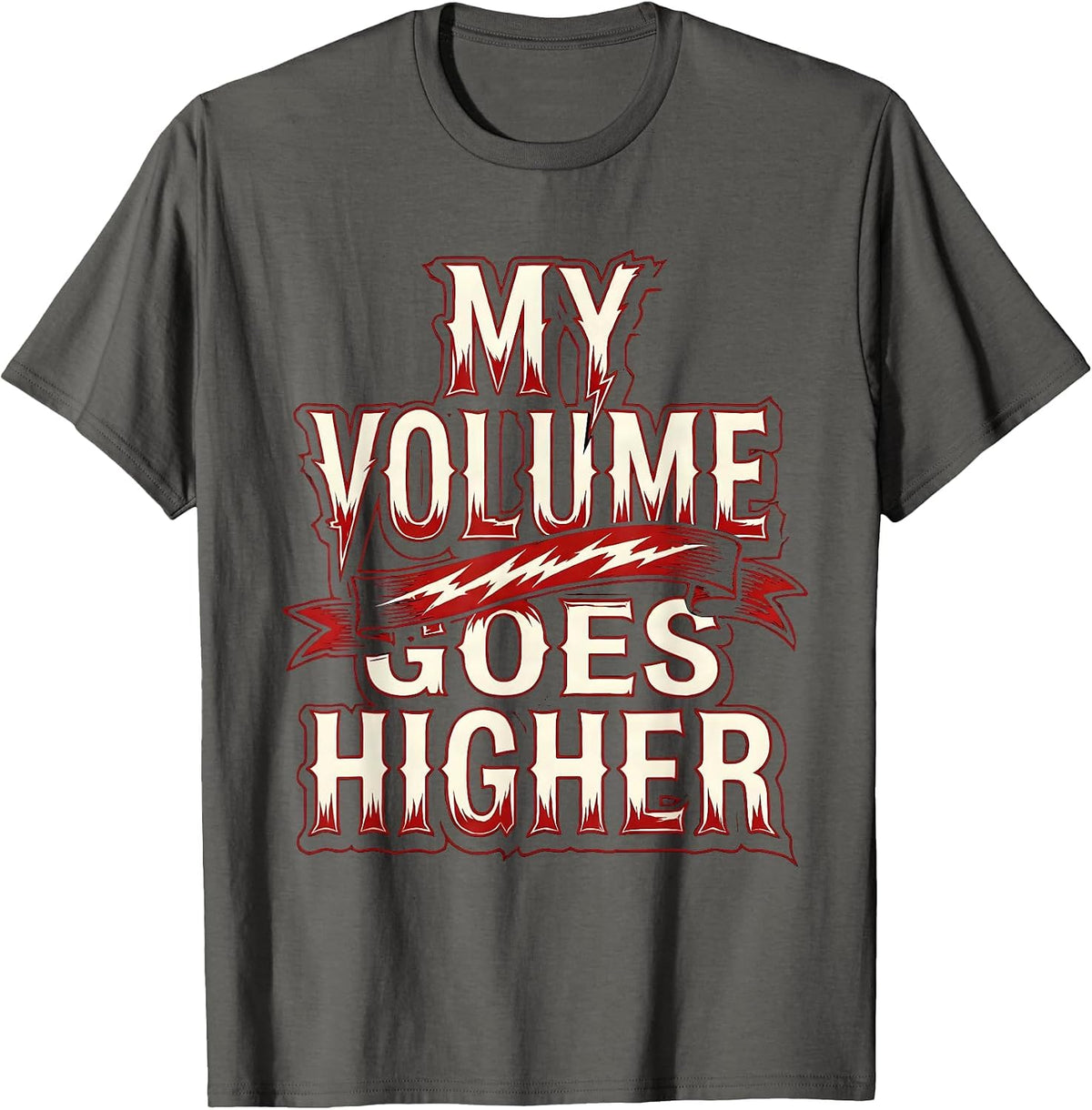 My Volume Goes Higher Metal Music Graphic T-Shirt - Asphalt Grey
