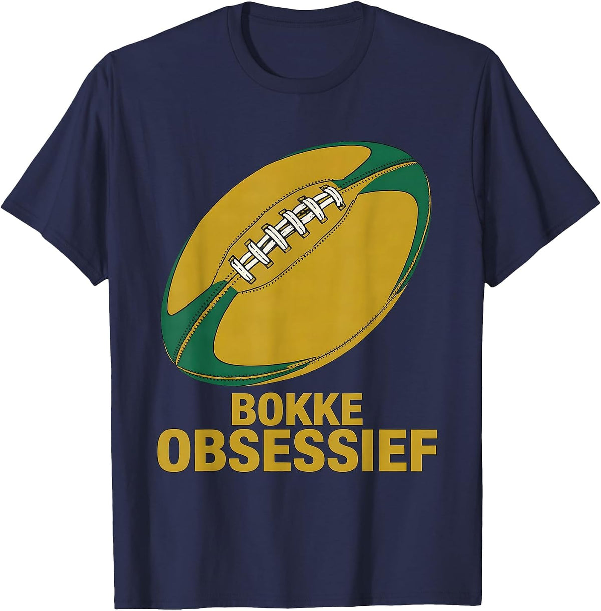 Men's Bokke Obsessief Rugby Fan South African Bokke Pride T-Shirt - Navy Blue