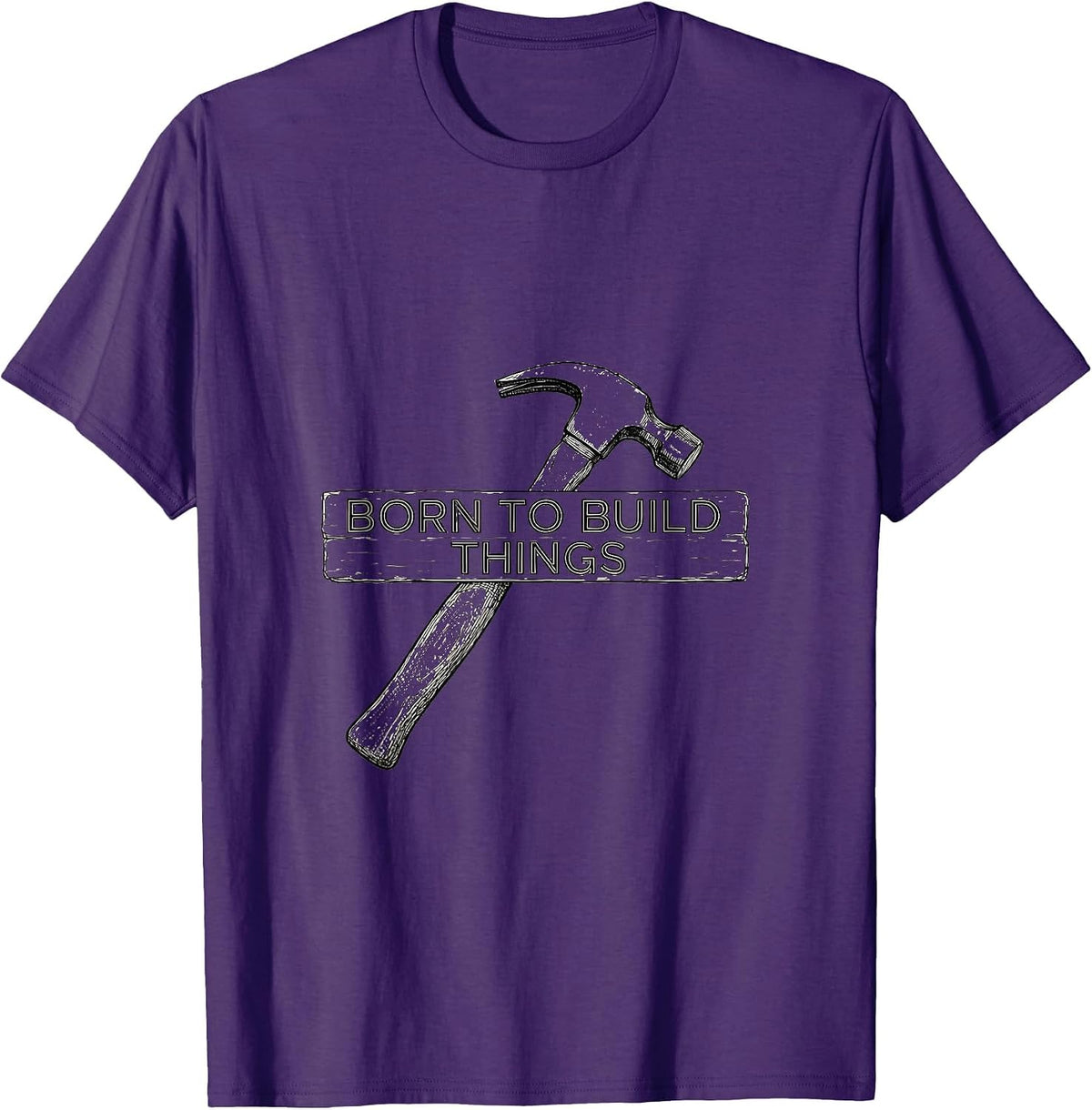 Men's Born to Build Things Blue Collar Worker Design T-Shirt - Purple