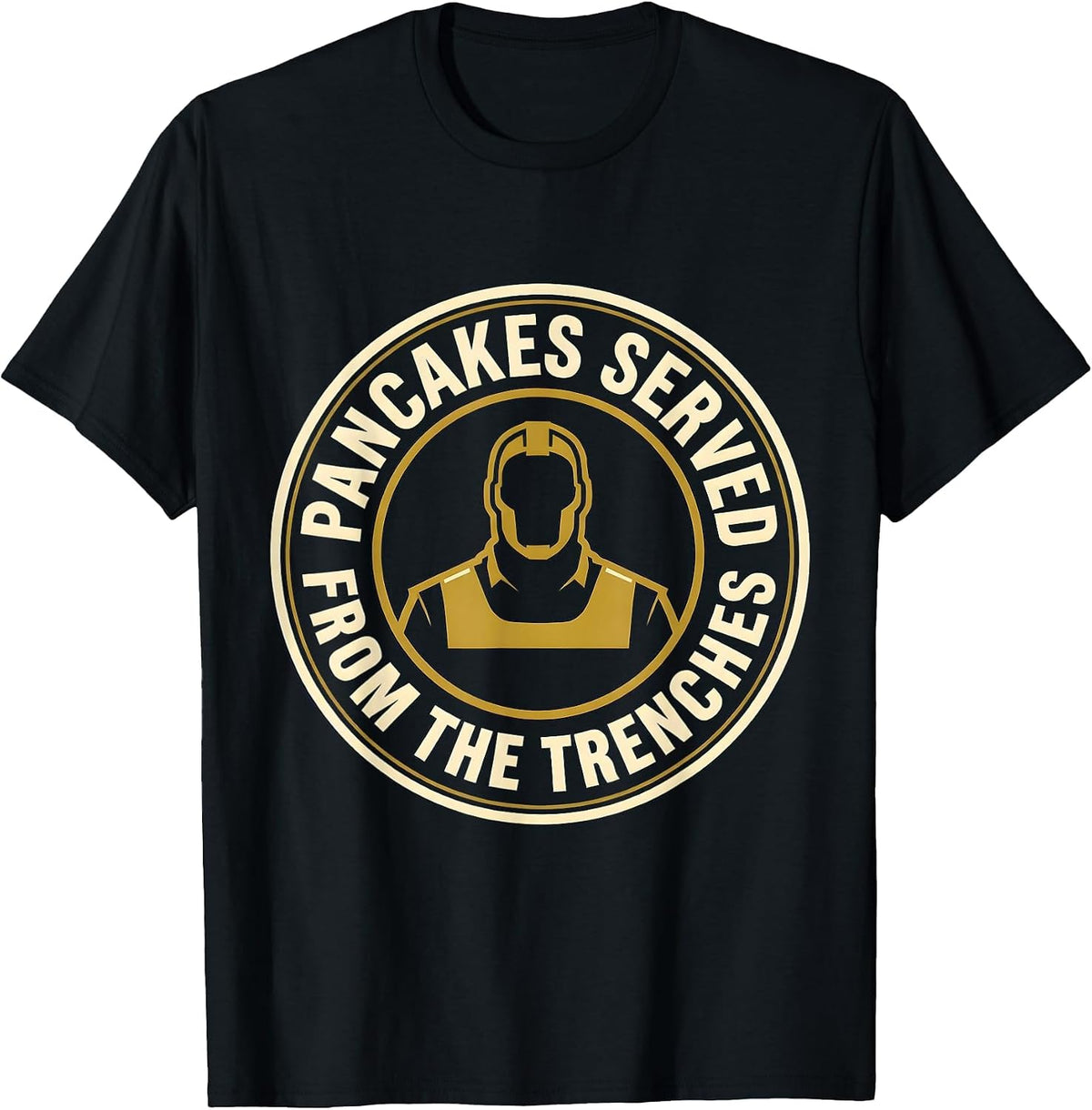 Men's Pancakes Served From The Trenches Funny Football Lineman T-Shirt - Black