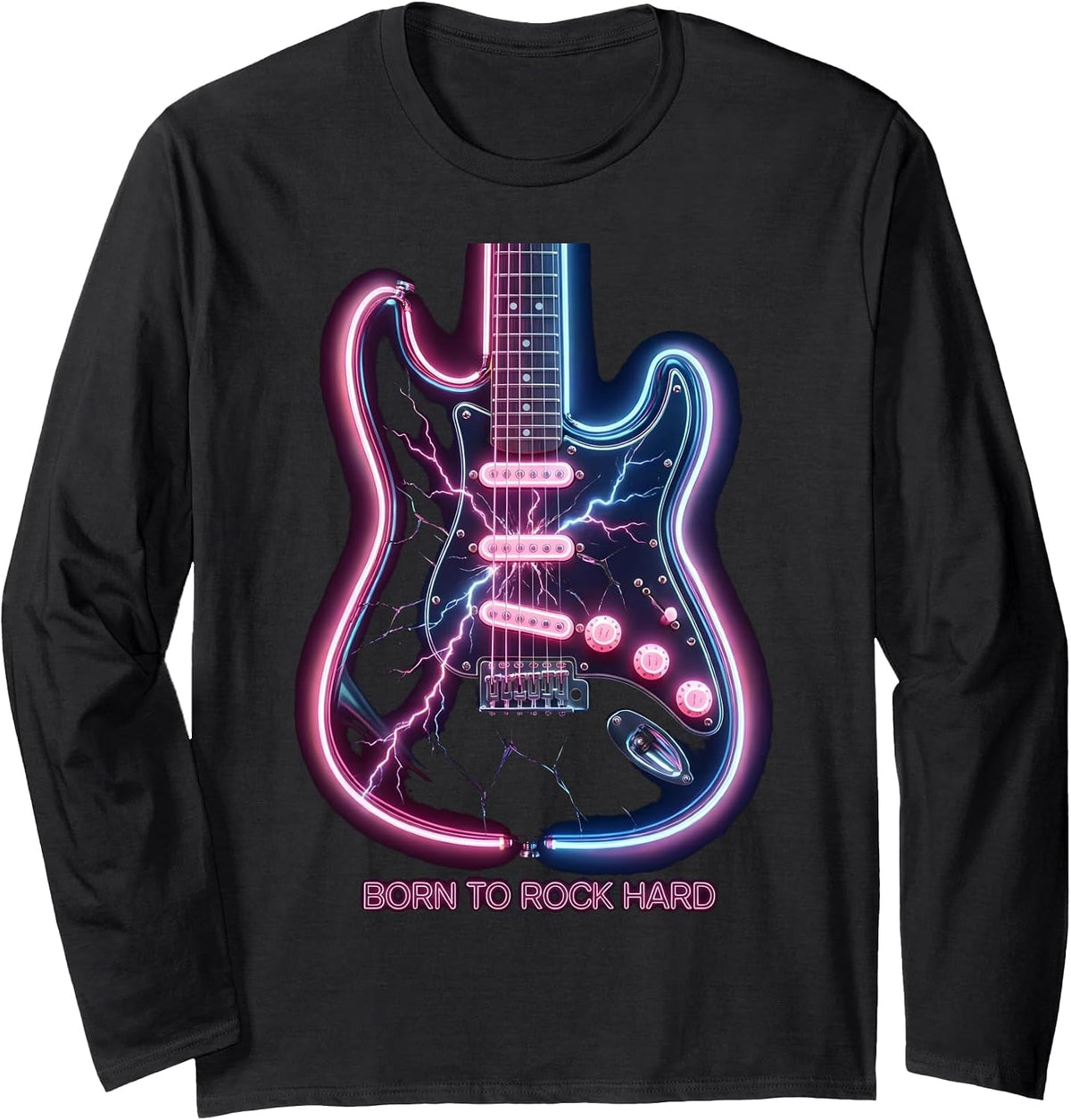 Born to Rock Hard Classic Rock Band Design Long Sleeve T-Shirt - Adult Unisex Black