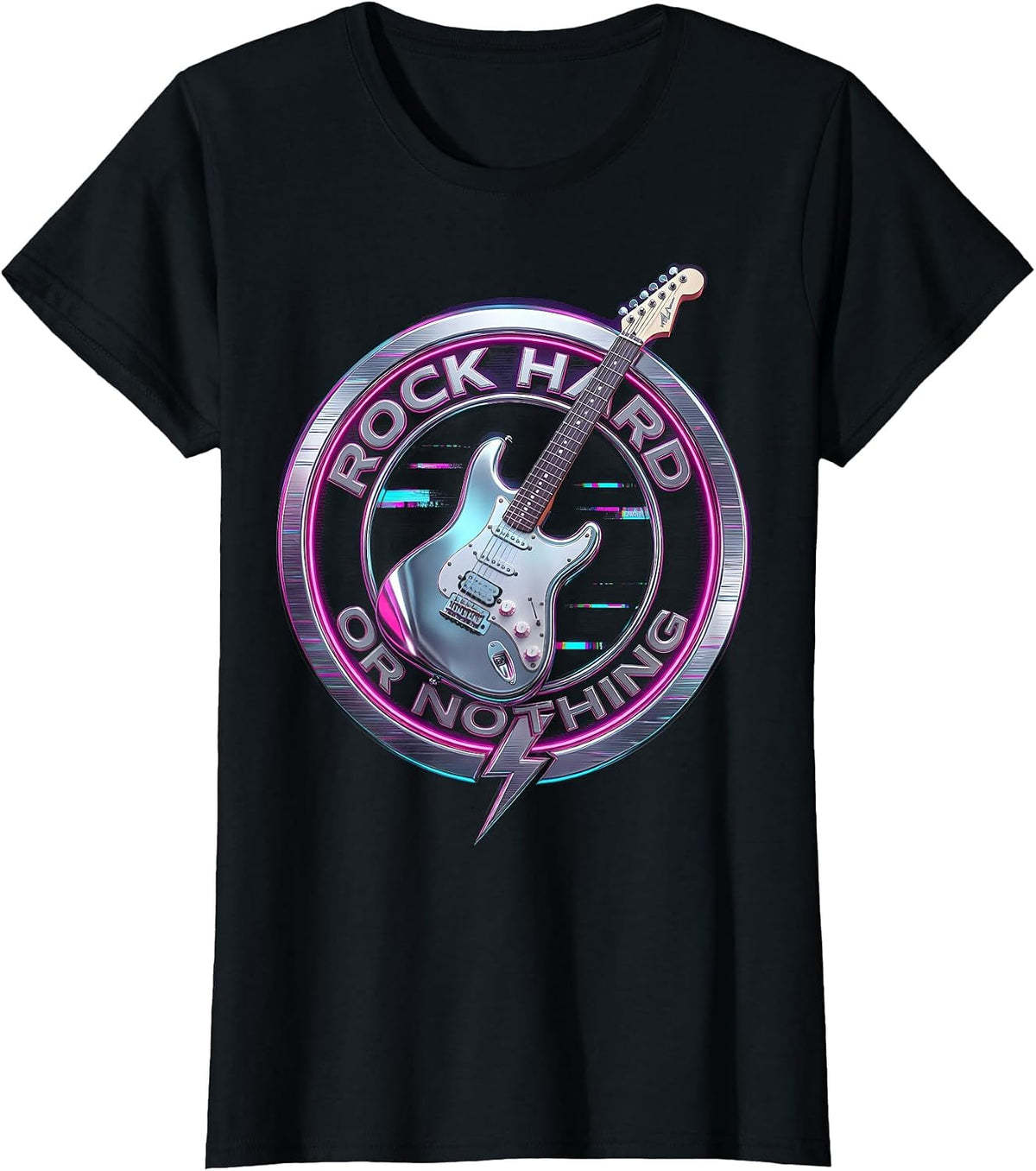 Rock Hard or Nothing Men's Rock Band Design T-Shirt - Black