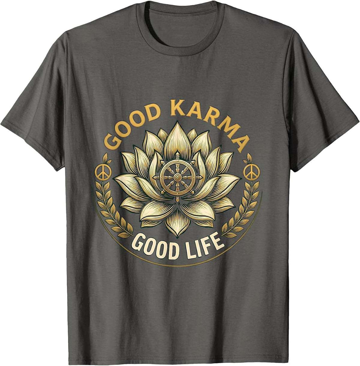 Men's Good Karma Good Life Hippie Positive Vibes Design T-Shirt - Asphalt Grey