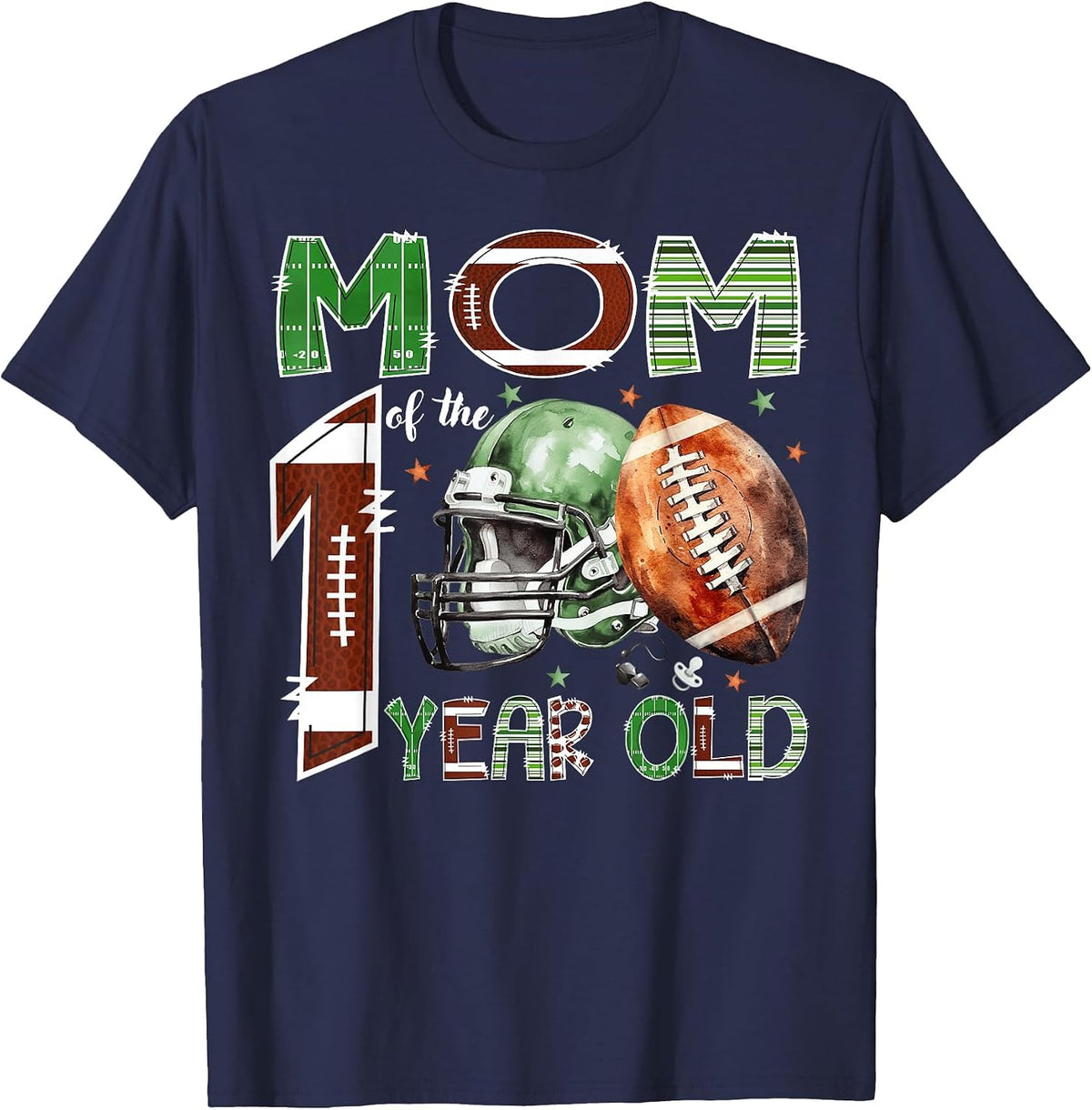Mom of The 1 Year Old Football Lover 1st Birthday Boy T-Shirt - Navy Blue