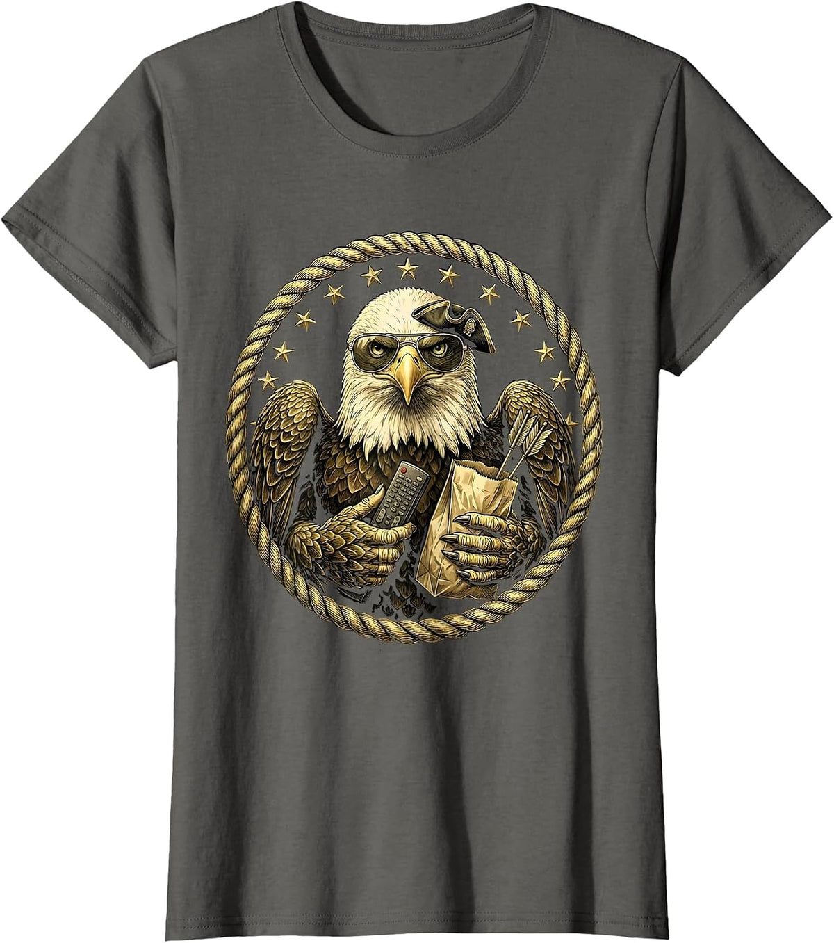 Women's USA 250th Anniversary Bald Eagle Patriotic Design T-Shirt - Asphalt Grey