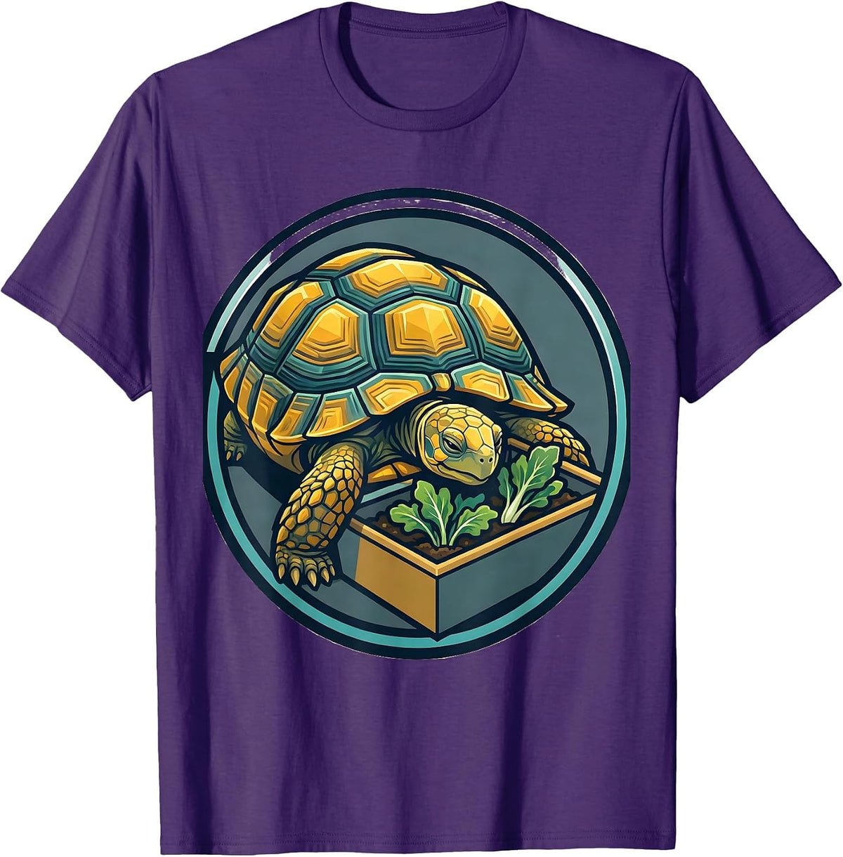 Sealed Turtle Badge Flat Vector Pet Lover Humor T-Shirt - Purple