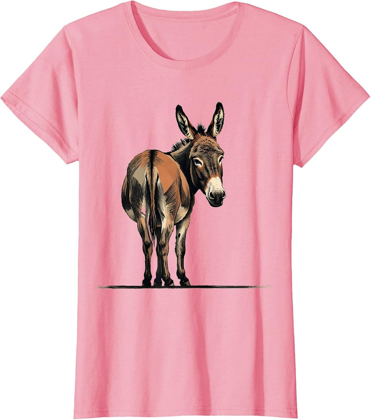 Women's Donkey Farm Animal Quirky Humor Funny Animal Lover T-Shirt - Pink