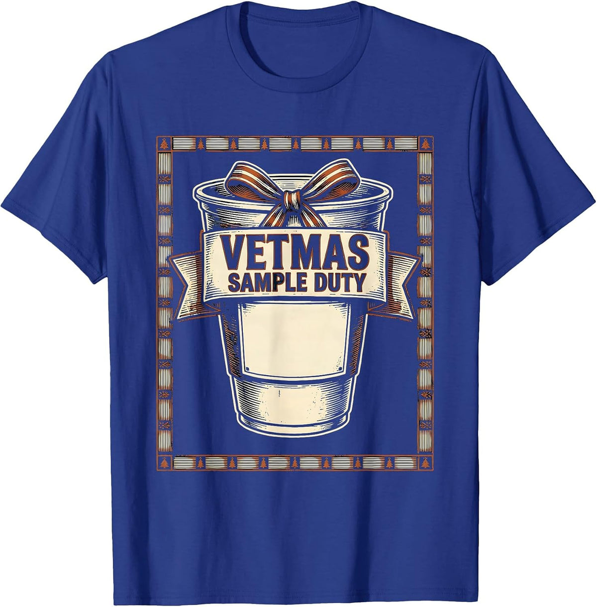 Vetmas Sample Duty Wood Type Letterpress Vet Tech Christmas T-Shirt - Royal Blue