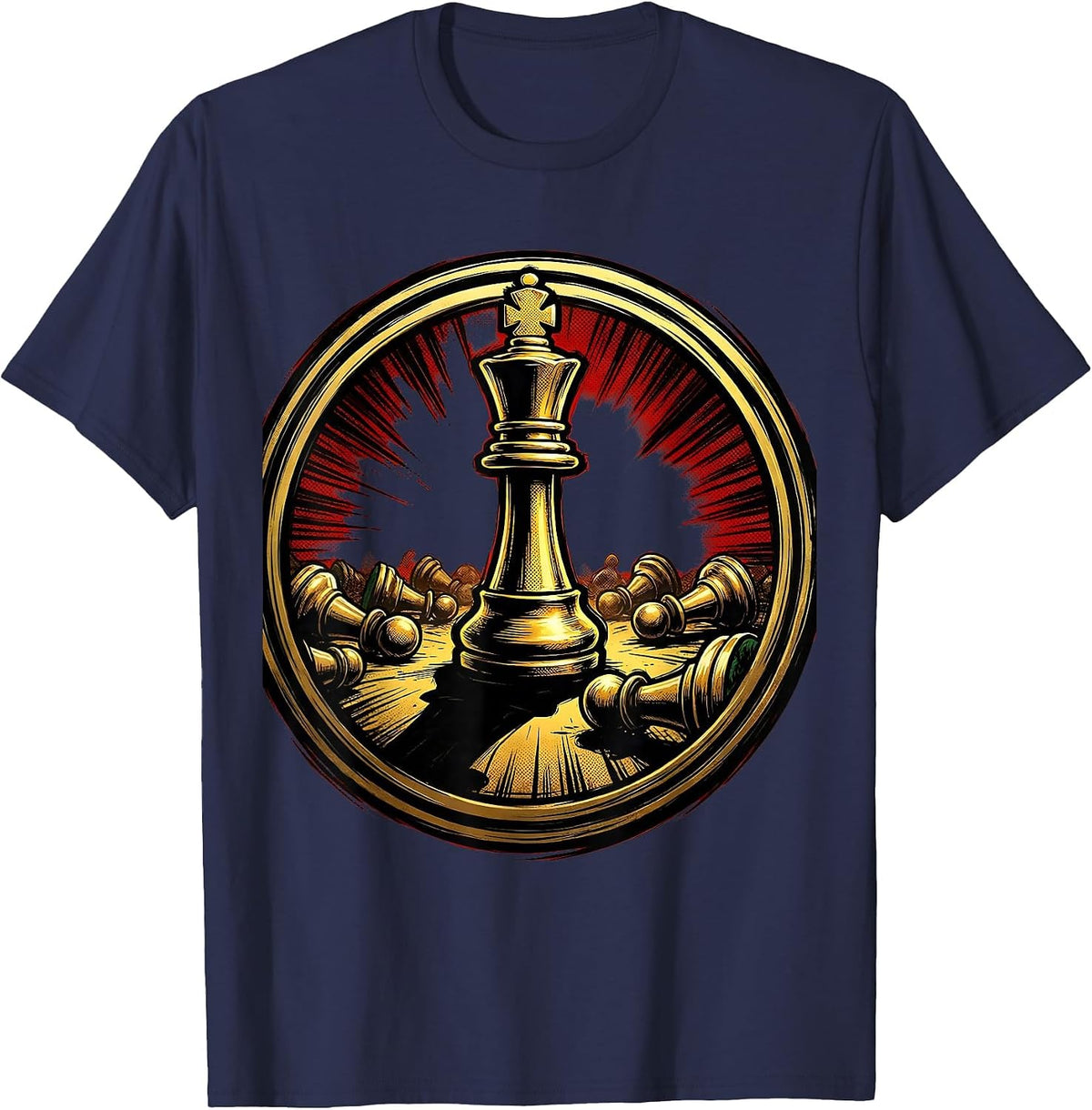 Chess King Lone Victor Illustration T-Shirt - Navy Blue