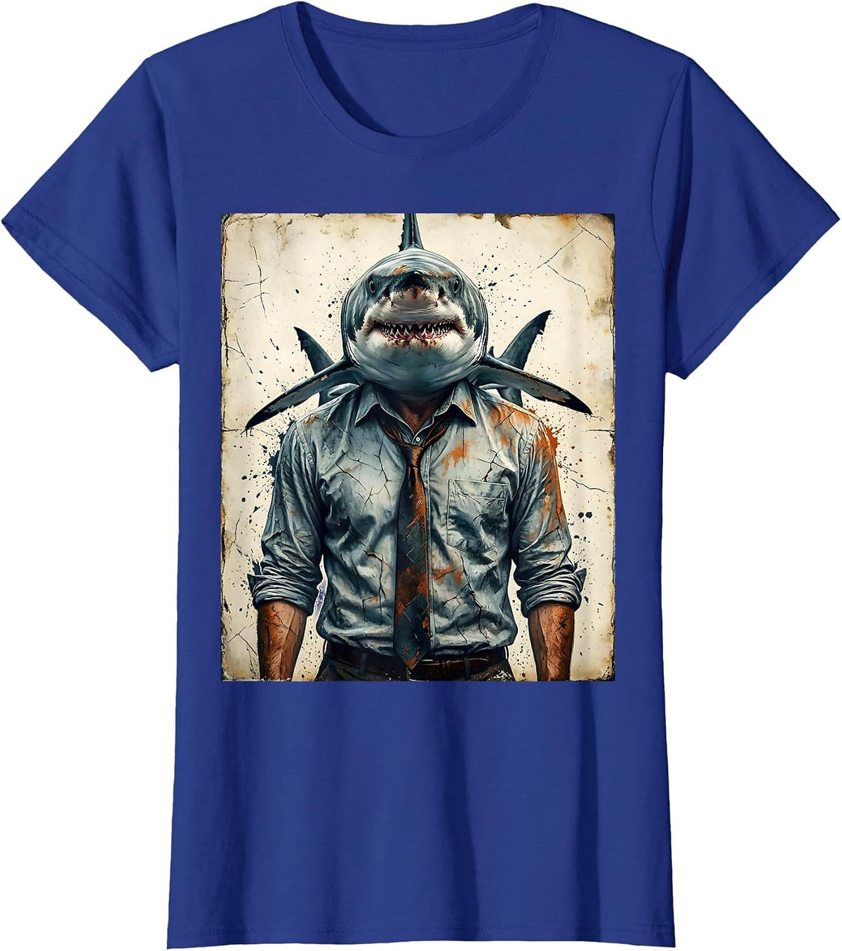 Women's Shark In Business Casual Office Attire Funny T-Shirt - Royal Blue