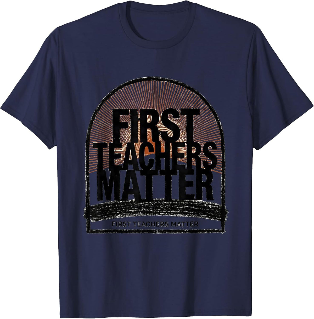 Men's First Teachers Matter Stencil Graphic Preschool Teacher T-Shirt - Navy Blue