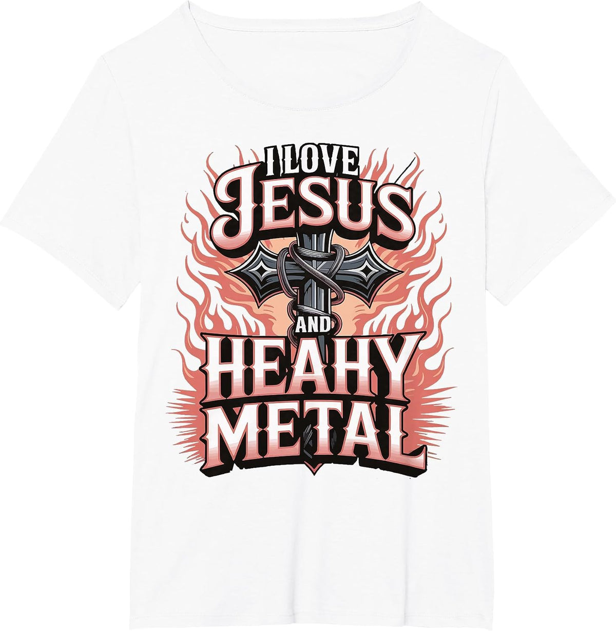 I Love Jesus and Heavy Metal T-Shirt - White