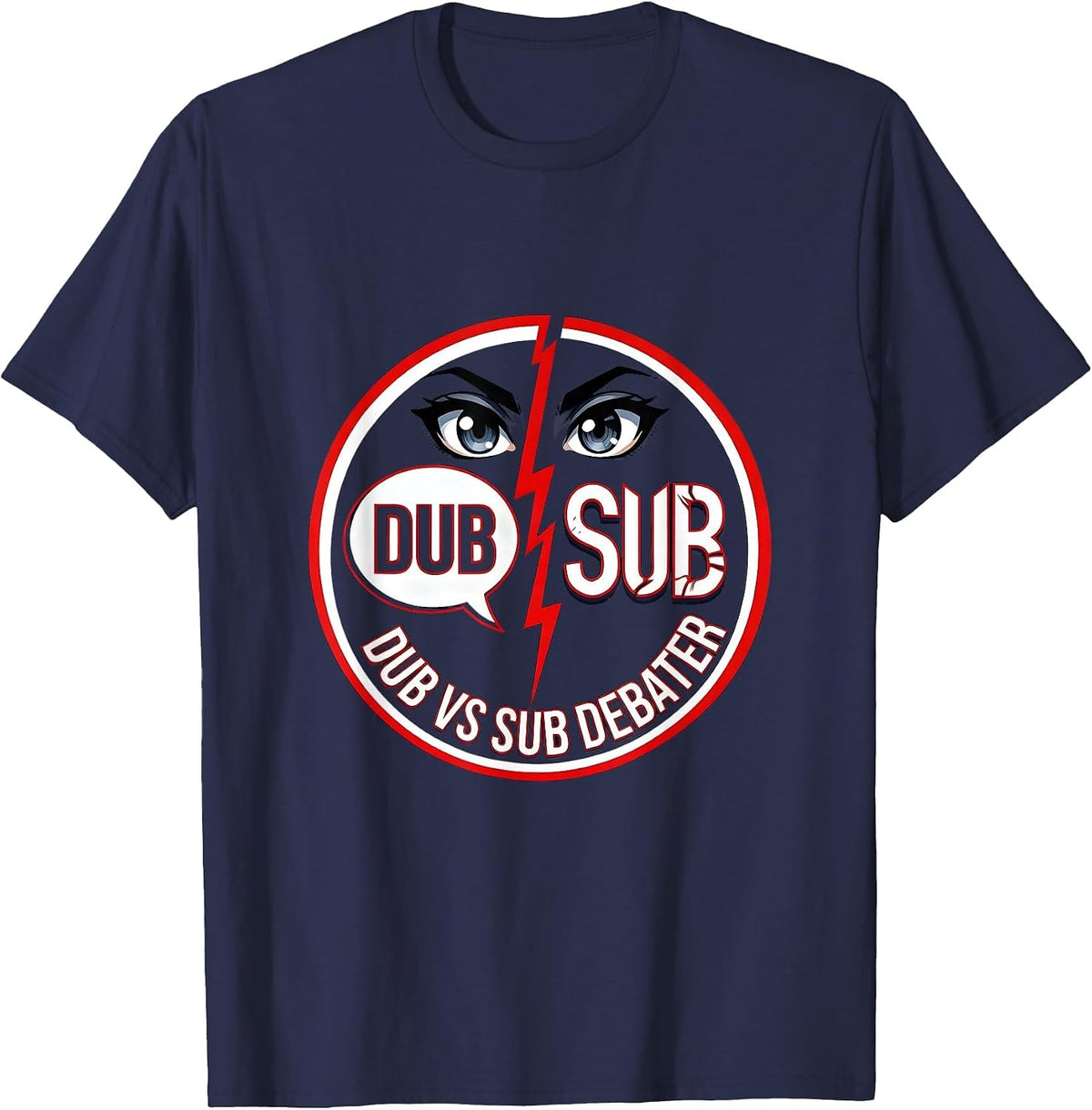 Dub vs Sub Debater Anime Fan Design T-Shirt - Navy Blue