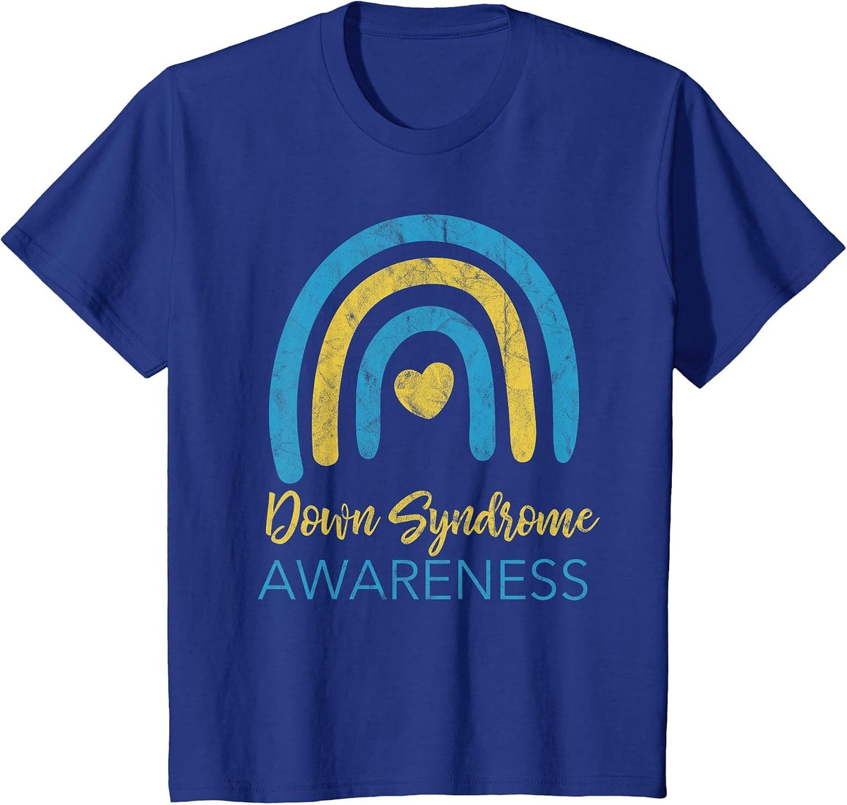 National Down Syndrome Awareness Month Retro Rainbow T21 T-Shirt - Royal Blue
