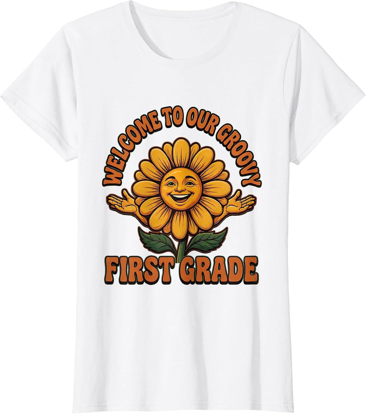 Welcome To Our Groovy First Grade Vintage Retro Back T-Shirt - White