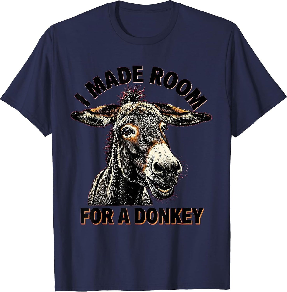 Men's I Made Room For A Donkey Funny Donkey Animal Humor Novelty T-Shirt - Navy Blue