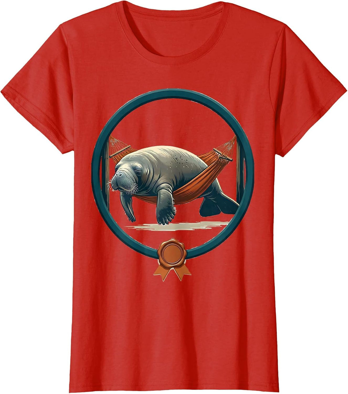 Manatee Slack Hammock Humor Sea Animal Lover Novelty T-Shirt - Red