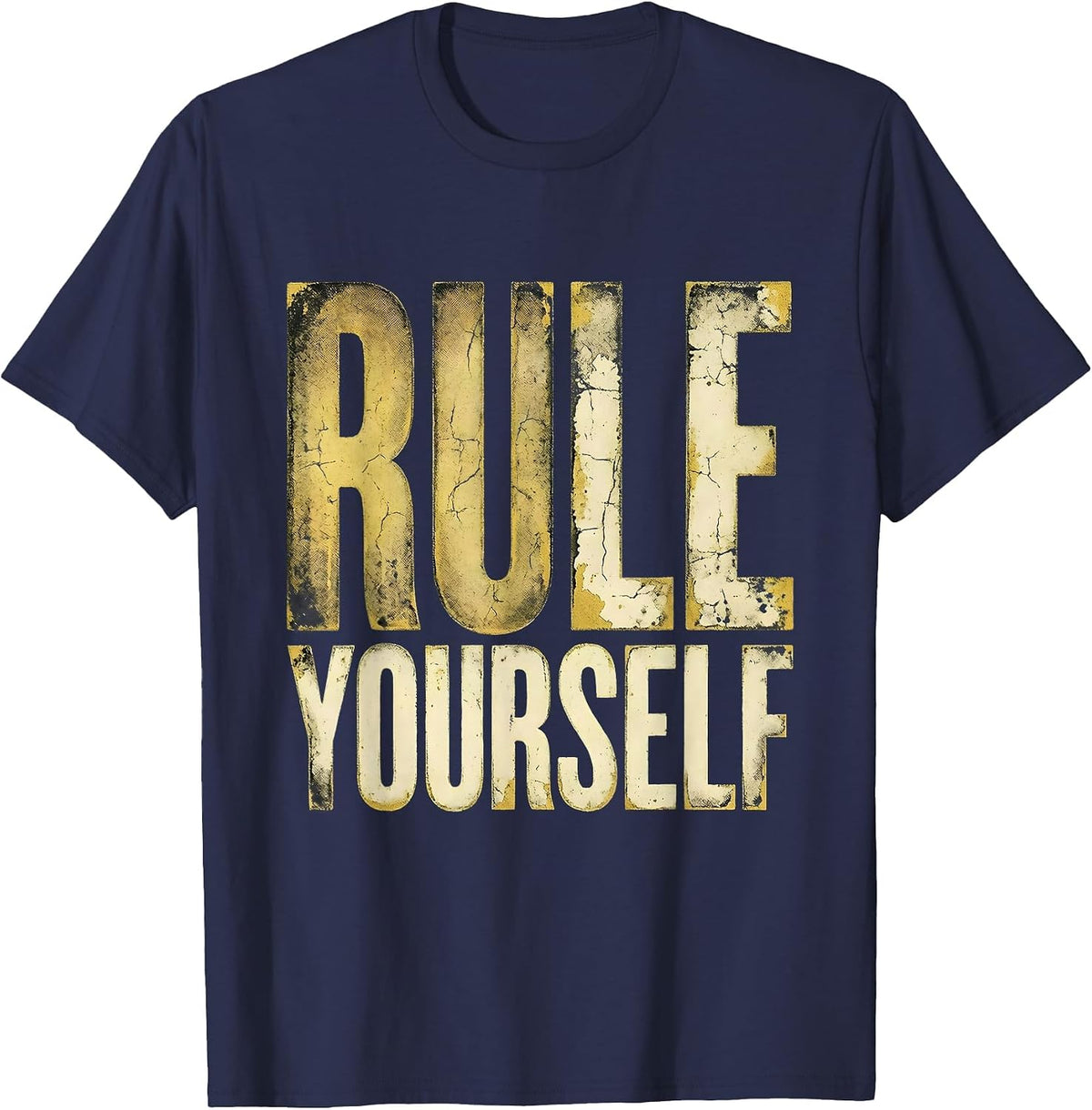 Rule Yourself No Kings Bold Graphic Design T-Shirt - Navy Blue