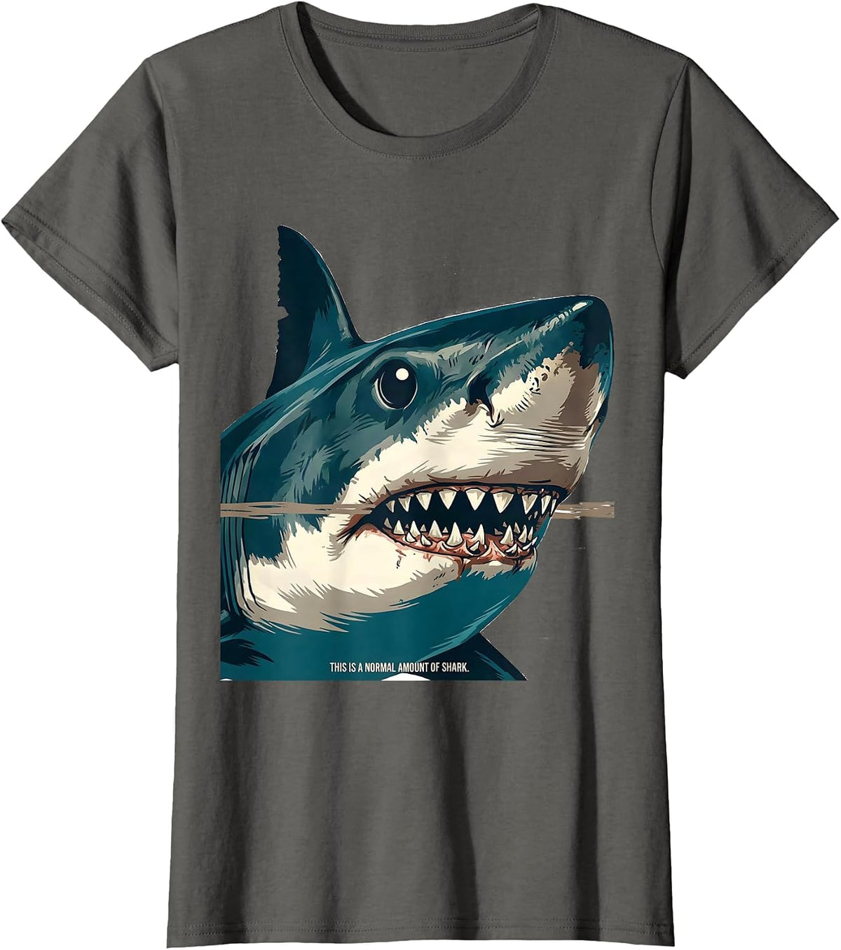 Women's This Is A Normal Amount Of Shark Funny Shark Lover Ocean T-Shirt - Asphalt Grey