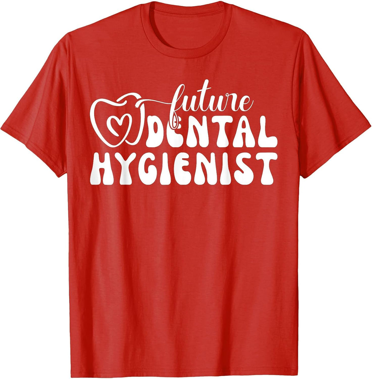 Cute Future Dental Hygienist Heart T-Shirt - Red