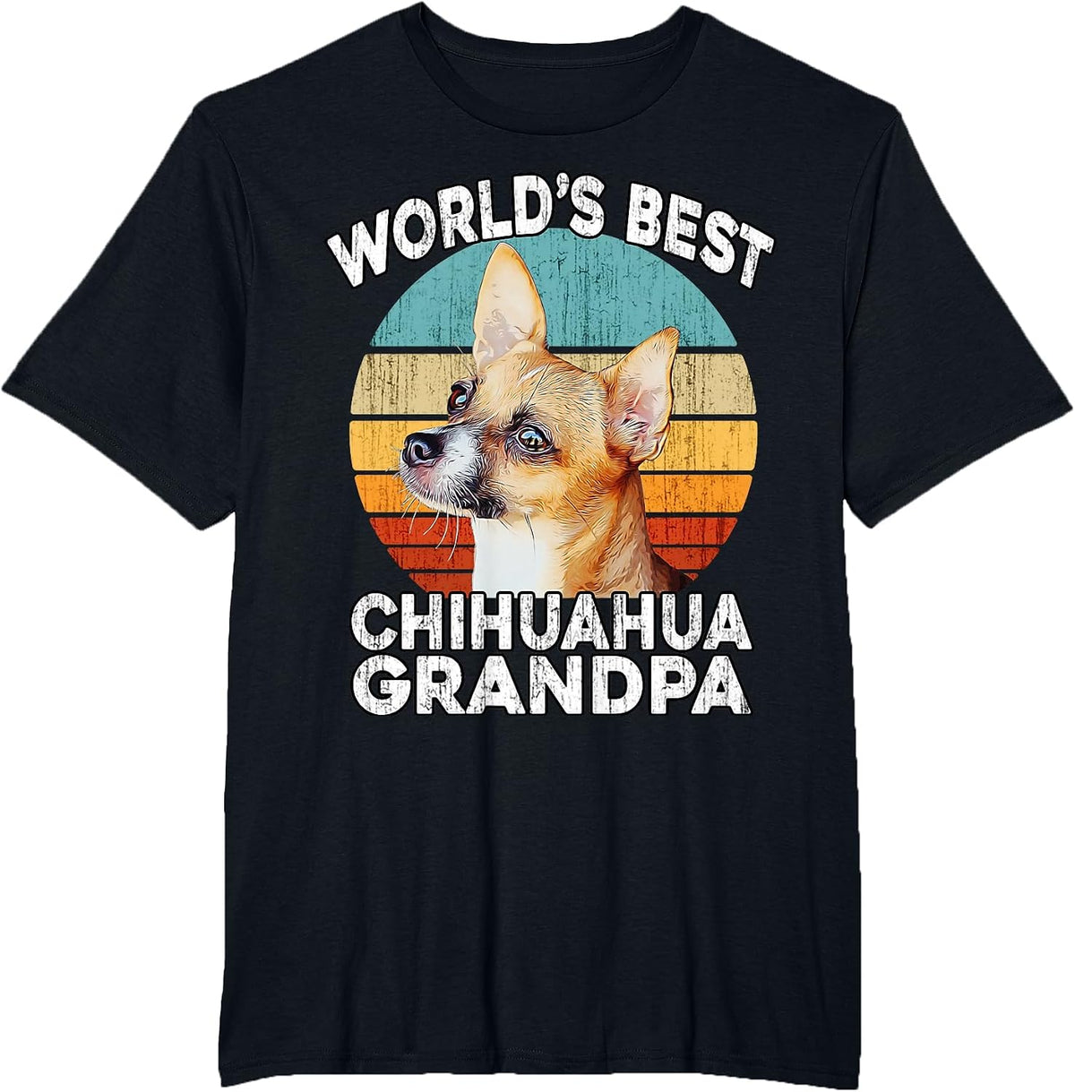 Chihuahua Grandpa Funny World's Best Chihuahua Grandpa Retro T-Shirt - Black
