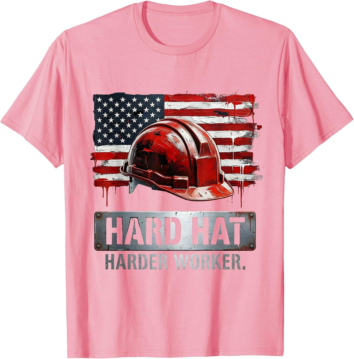 Men's Hard Hat Harder Worker Blue Collar Pride Design T-Shirt - Pink